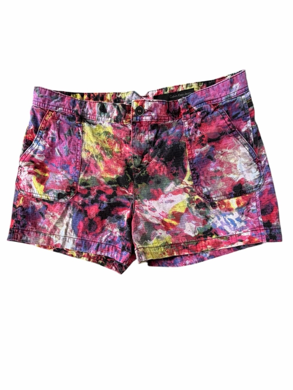Calvin Klein Multicolor Tie Dye Abstract Mid-rise Shorts Pockets Stretchy 30 10